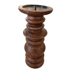 Natural Pillar Candle Holder 9.5"