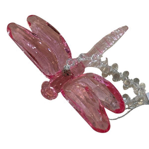 Pink Dragonfly Ornament 6"