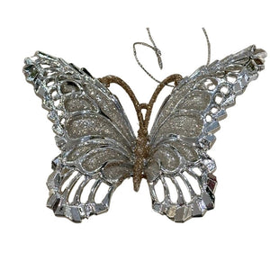 Silver Butterfly Ornament 4"