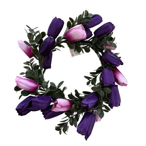 Purple/Pink Tulip Candle Ring 10"