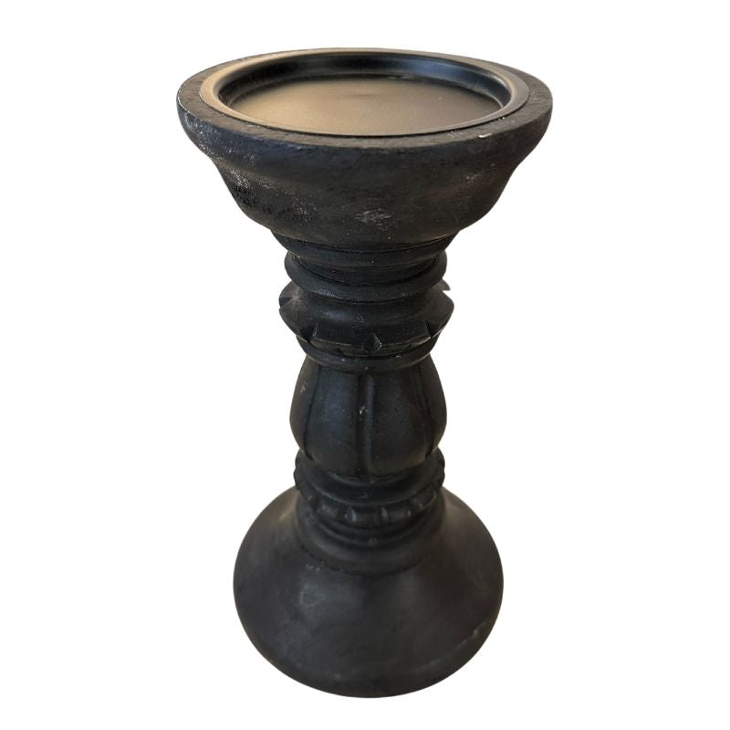 Black Wood Candle Holder - 2 Sizes